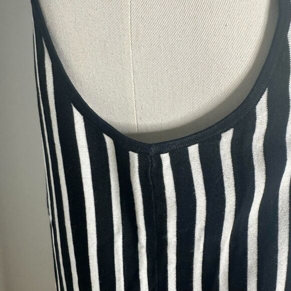 Rag & Bone Silk Cotton Stripe Knit Tank L Sleeveless Mock Neck Minimalist Mod - Picture 6 of 9